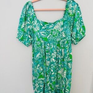 Like new Lilly Pulitzer Green and White Floral Mini Dress-worn only once at grad